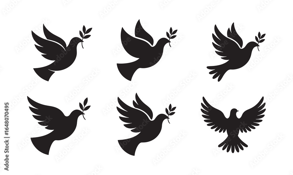 Obraz premium Bird Silhouette Icons for Wildlife and Nature Themes