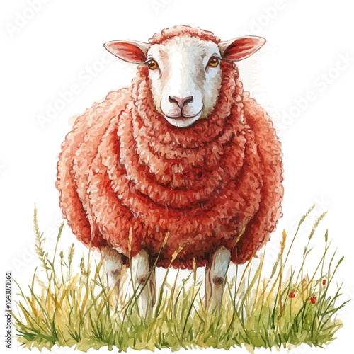 Sheep, watercolor vector, isolated on a white background.