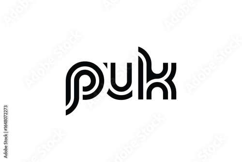 PUK Creative Unique Modern Letter Logo Design. Elegant Monogram Logo Design with Decorative Elements and Typography