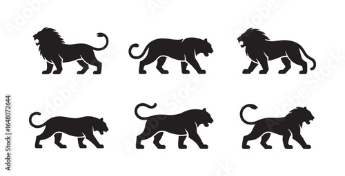 Panther Silhouette Icons for Wildlife and Nature Themes