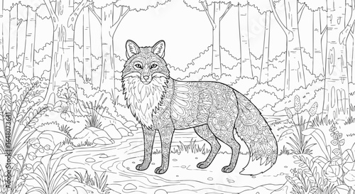 Intricate Forest Fox Coloring Page A Creative Woodland Adventure