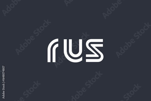 RUS Creative Unique Modern Letter Logo Design. Elegant Monogram Logo Design with Decorative Elements and Typography