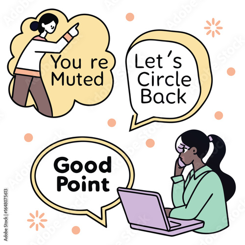 Online meeting reaction sticker you are muted graphic design for digital communication and virtual collaboration