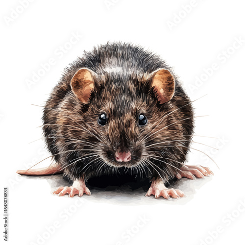 Rat, watercolor illustration vector, isolated on a white background.