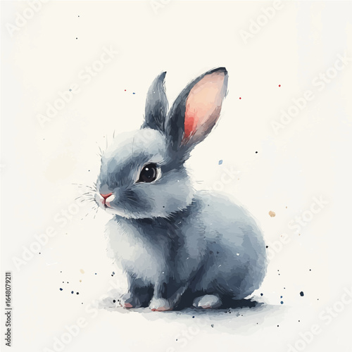 Rabbit, watercolor clipart vector, isolated on a white background.