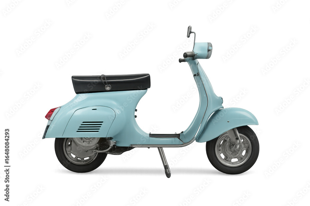 Obraz premium Classic light blue scooter isolated on transparent background
