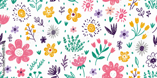 Wallpaper Mural Colorful Floral Pattern Seamless Design Background Torontodigital.ca