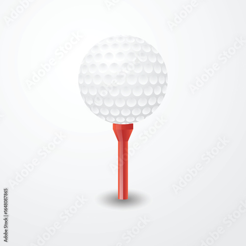 A crisp, white golf ball sits neatly on a vibrant red tee, poised for action against a clean, neutral backdrop. The scene suggests focus and precision.
