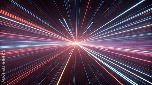 abstract rainbow light trails floating in deep space