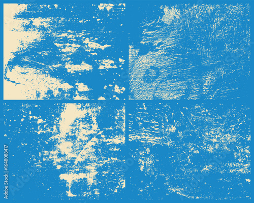 A blue and beige colored texture image with a rough, worn appearance. The surface is distressed, with mottled patterns that create visual depth and subtle contrast.
