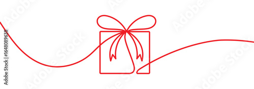 gift box doodle. Gift doodle bow present with ribbon illustration. Present hand drawn icon decorative outline element