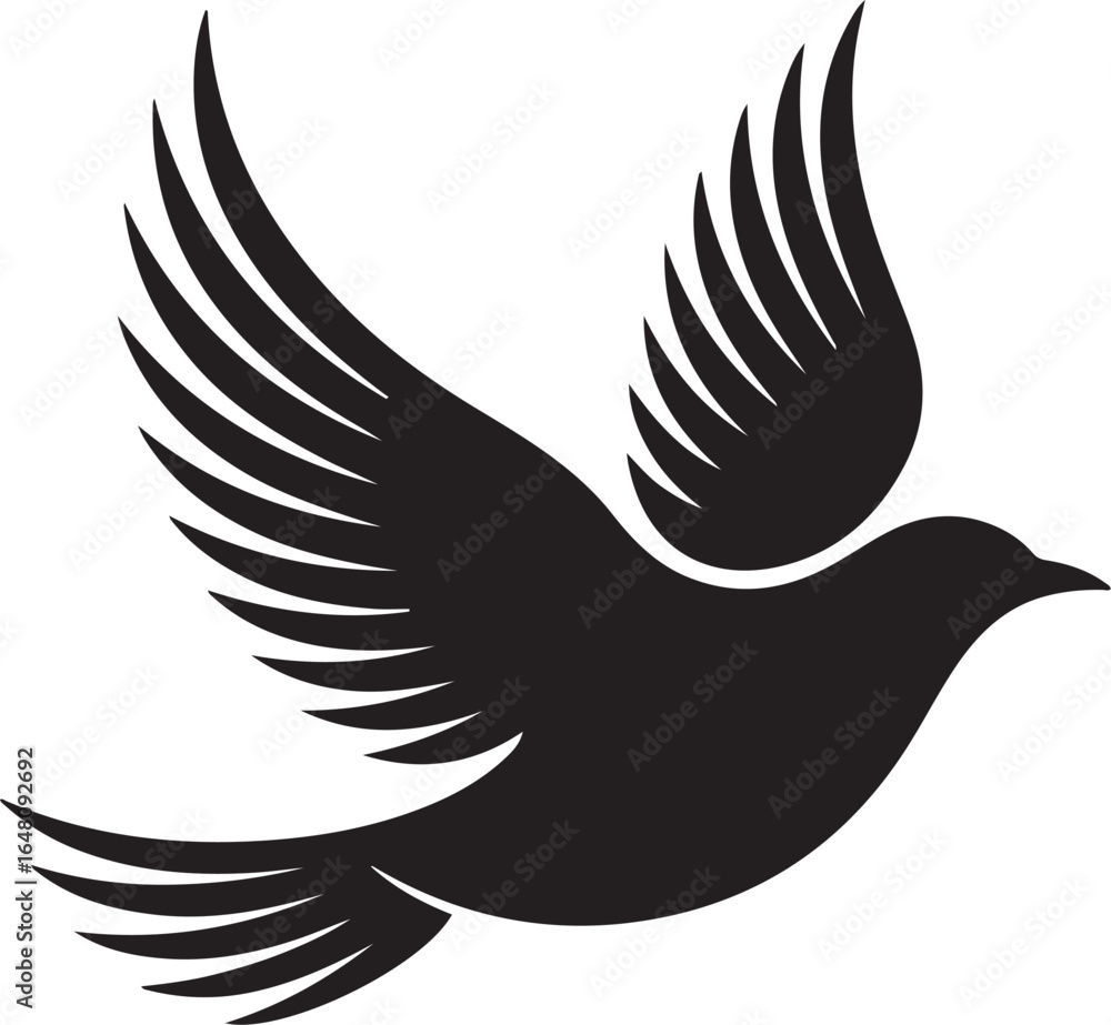 Obraz premium Silhouette of a Flying Dove Freedom Symbol