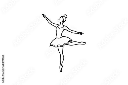 A ballerina in a graceful pose with arms outstretched and leg extended silhouette