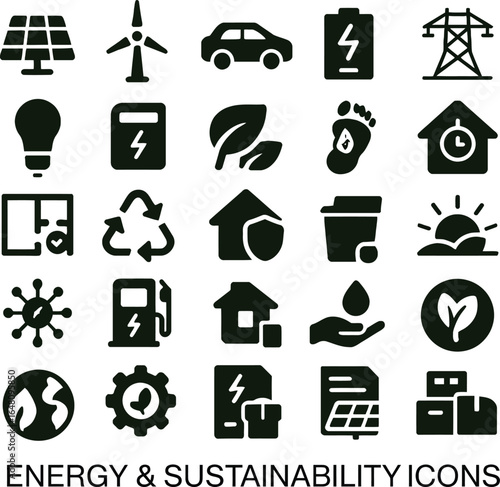 Sustainable Energy Icons Eco-Friendly Solutions for a Greener Future