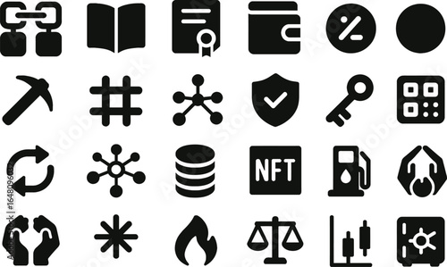 Blockchain Technology Icons NFT, Crypto, Finance, and Web3 Symbols