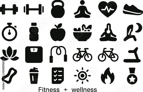 Achieve Fitness & Wellness Goals Icons for Healthy Lifestyle