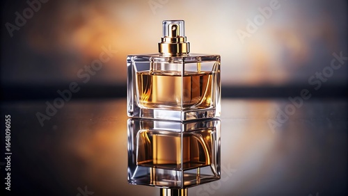glass of perfume on dark background