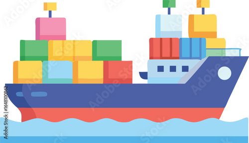 Colorful Cargo Ships Transporting Containers Across the Sea