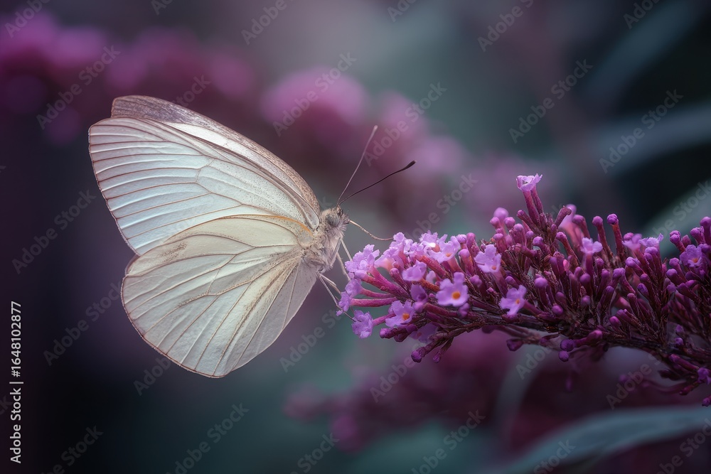 Naklejka premium Close up of butterfly on bloom