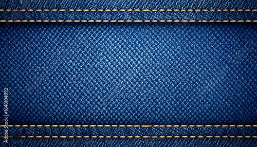 Close-up of dark blue denim fabric with stitching