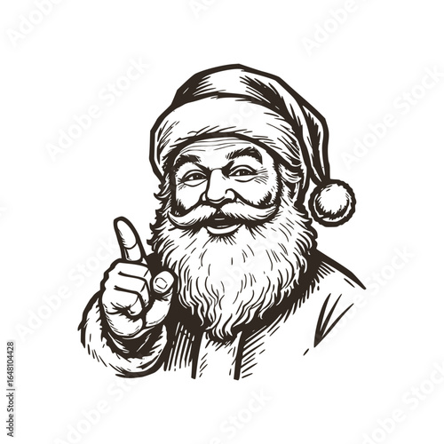  Santa Claus Face Merry Christmas Vintage Vector Retro Xmas Drawing Of Santa Pointing