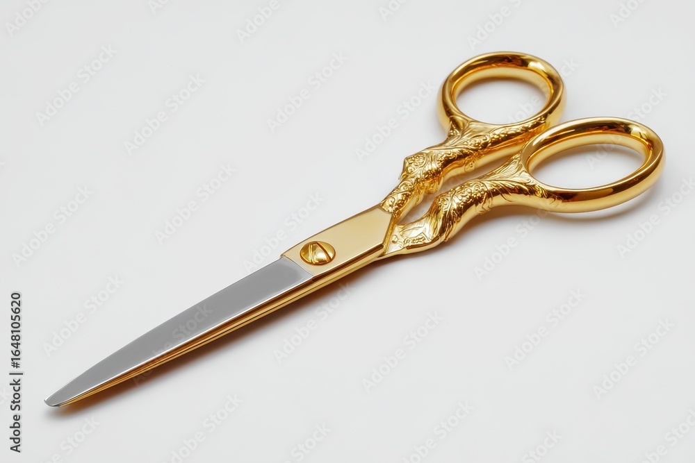 Obraz premium Gold handled scissors on a white background