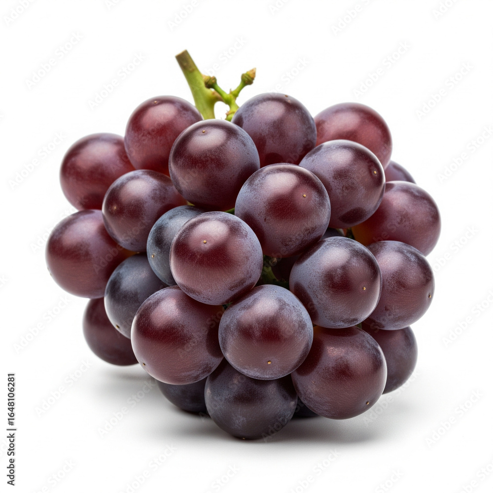 Fototapeta premium Bunch of Purple Grapes on White Background