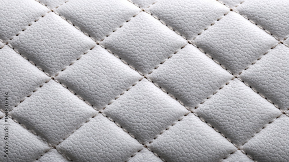 Fototapeta premium White leather surface with a diamond pattern. The white color of the leather. The image conveys a feeling of elegance
