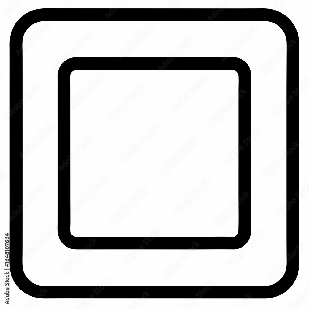 Concentric rounded squares geometric shape silhouette isolated on white background Concentric rounded squares geometric shape silhouette isolated on white background