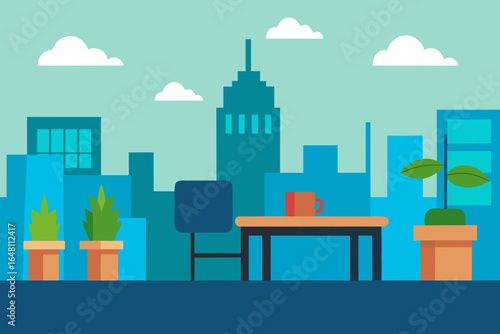 Vector illustration of a modern urban cafe building