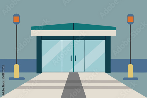 A sleek 3D illustration of an empty parking garage with a symbol of success, a glossy sphere, at the entrance to the city