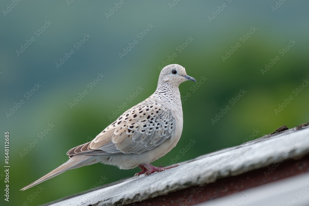 Spotted dove sitting on a roof edge Spotted dove sitting on a roof edge