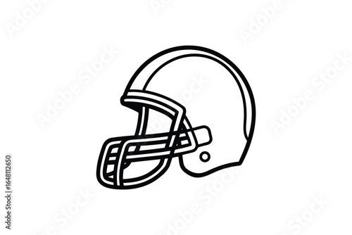American football helmet in simple line drawing style for sports illustration silhouette