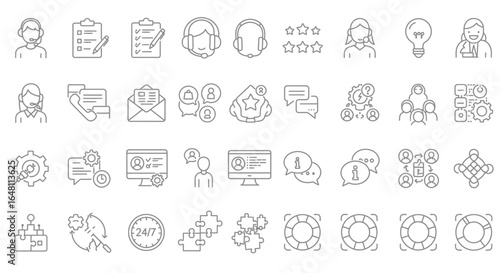 Discover essential business support icons for customer service, problem-solving, and operational efficiency.