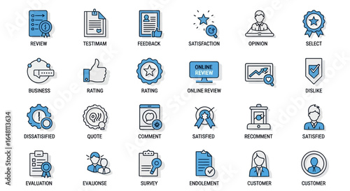 Boost your business with these customer feedback and satisfaction icons for impactful reviews and ratings.