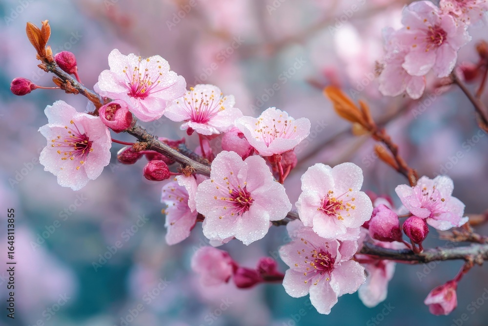 Obraz premium Spring pink flower trees Bountiful bushes