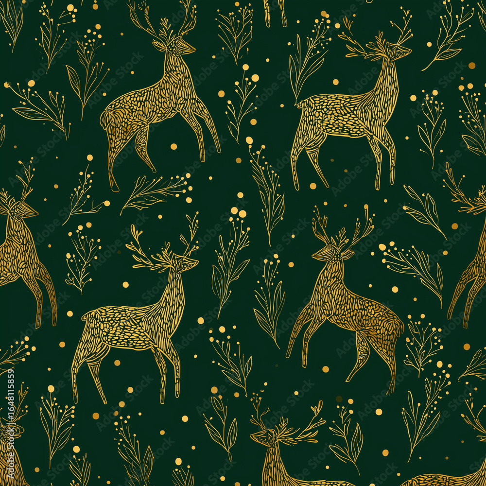 Obraz premium christmas seamless pattern with deer