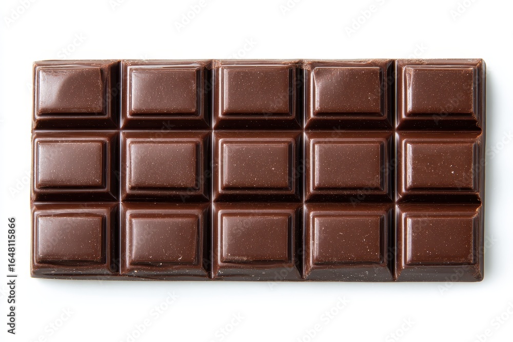 Fototapeta premium Top view of chocolate bar against white backdrop