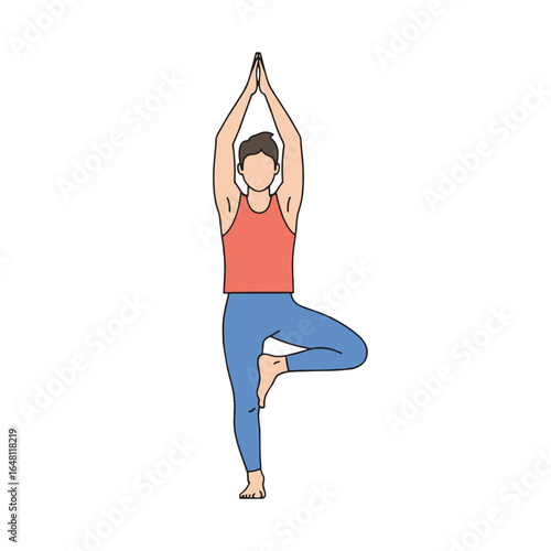 Tree Pose yoga illustration for health and wellness lifestyle vector illustration