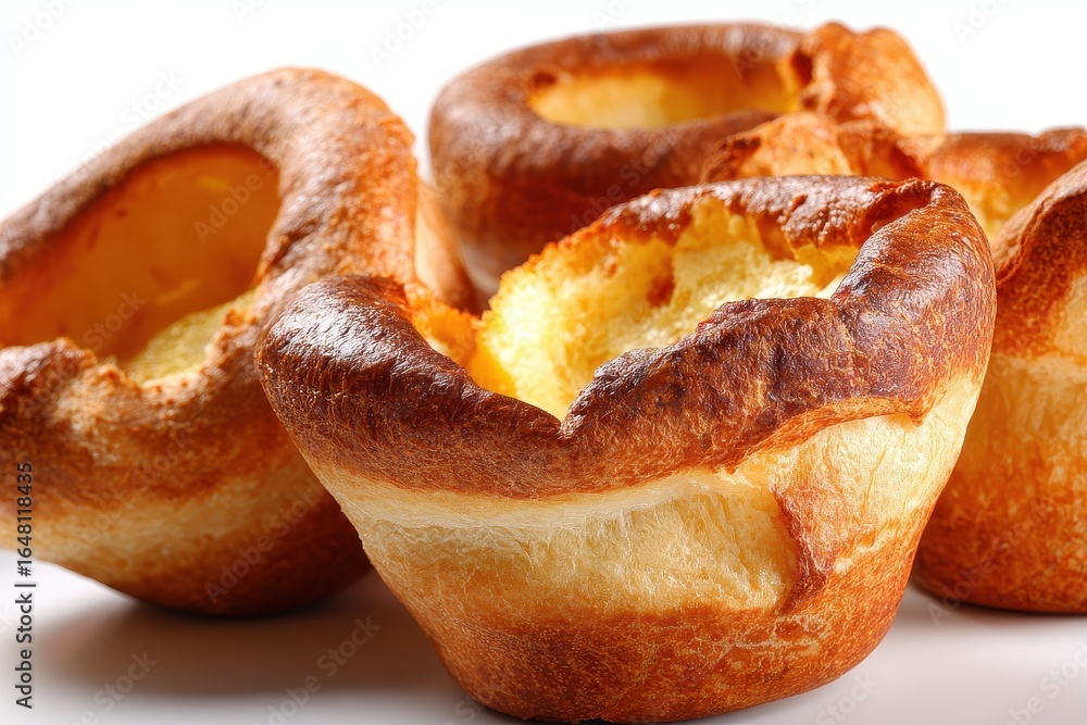 Fototapeta premium Yorkshire puddings set against a white background