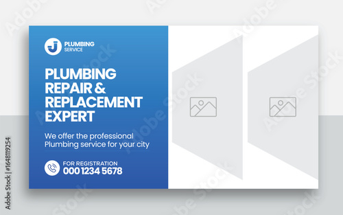 Plumbing  youtube thumbnail and web banner template design	