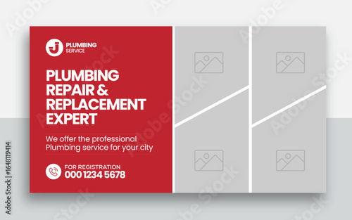 Plumbing  youtube thumbnail and web banner template design	