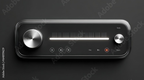 Black and silver electronic device with a silver knob on the top