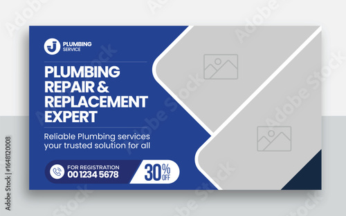 Plumbing  youtube thumbnail and web banner template design	