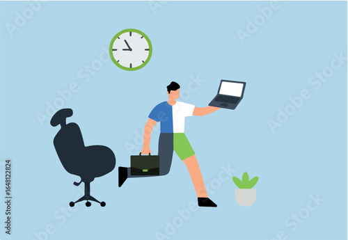 businessman who works with hybrid fabric both at home and in the office.