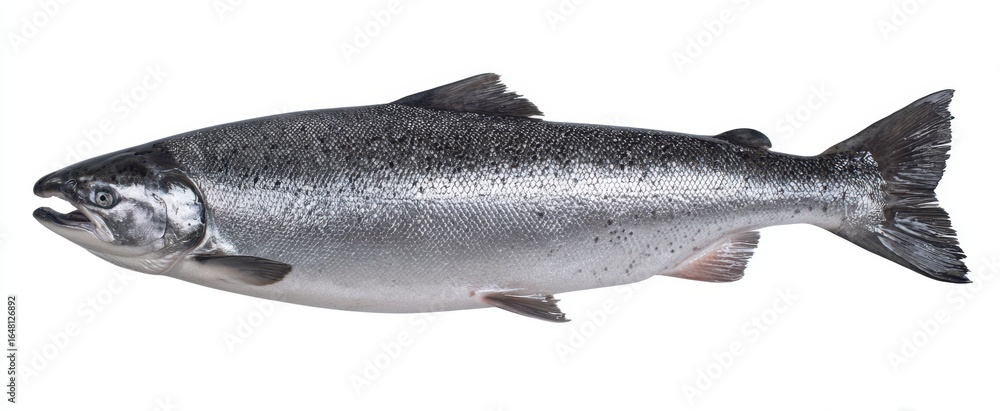 Obraz premium The Salmon Whole Fresh Silver Fish Isolated On White Background For Culinary Use