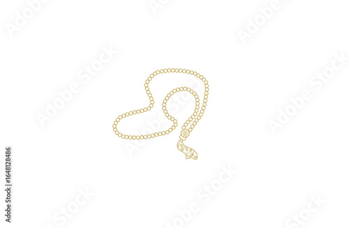 Elegant golden beads necklace with floral tassel design, perfect for jewelry concepts, fashion accessories, or minimalist design projects, clean white background