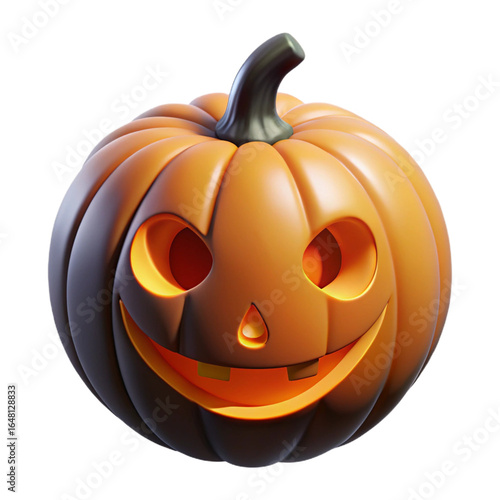 3D icon of  cute carved pumpkin on transparent background