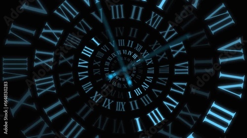 Roman numerals clock that expresses the rapidly passing time and hours. Speed over time