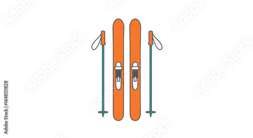 Skiing equipment, skis and poles, ready for the winter season adventure on the snow